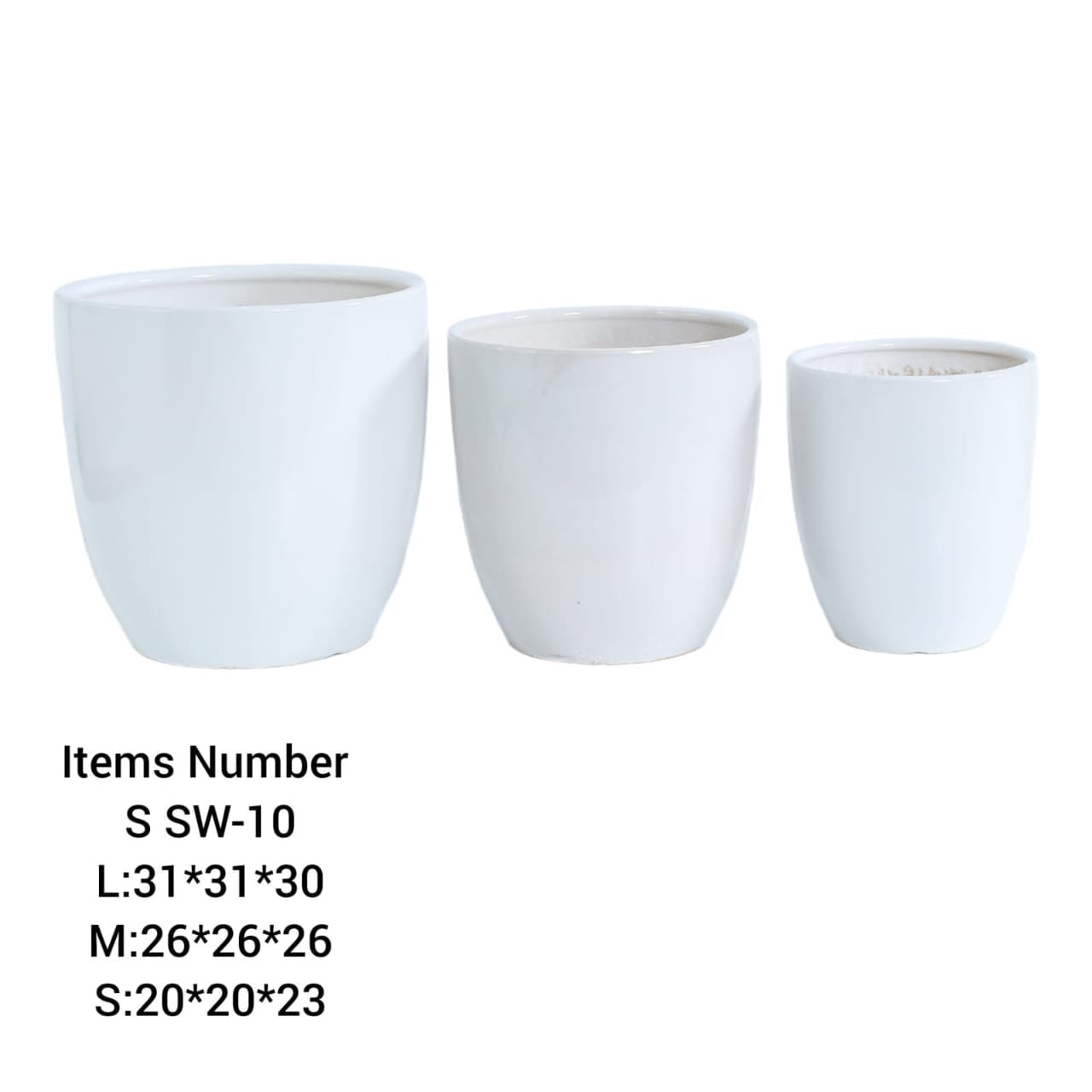 3Pcs Ceramic Pot Full Set (White)