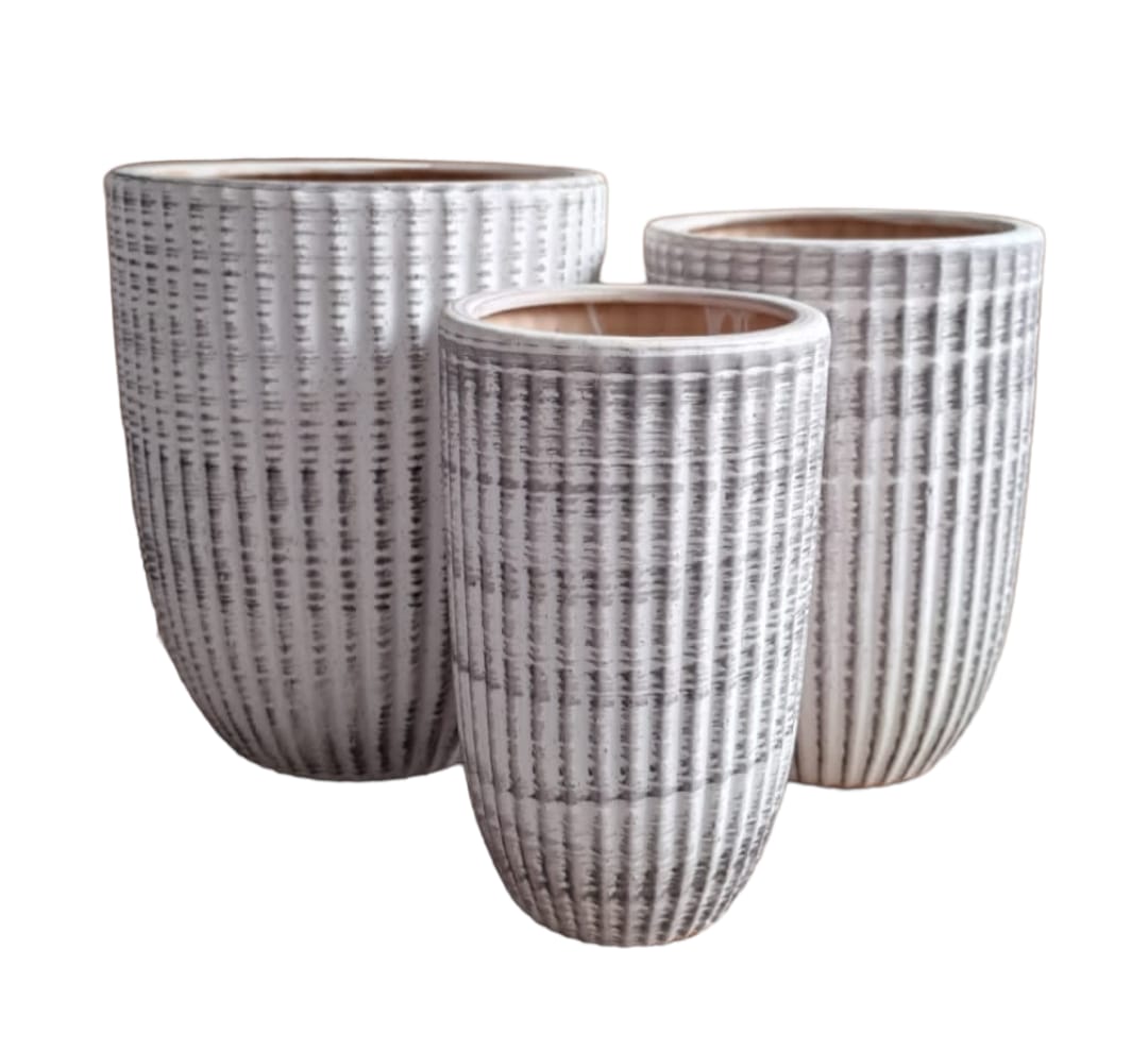 Brushed Sand color CERAMIC pot - PlantmartUAE.com