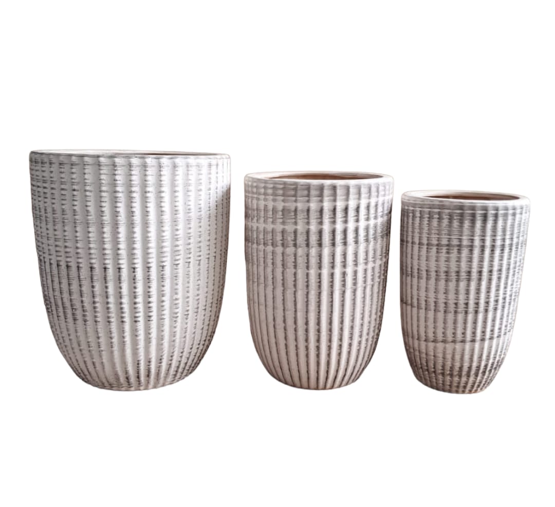 Brushed Sand color CERAMIC pot - PlantmartUAE.com