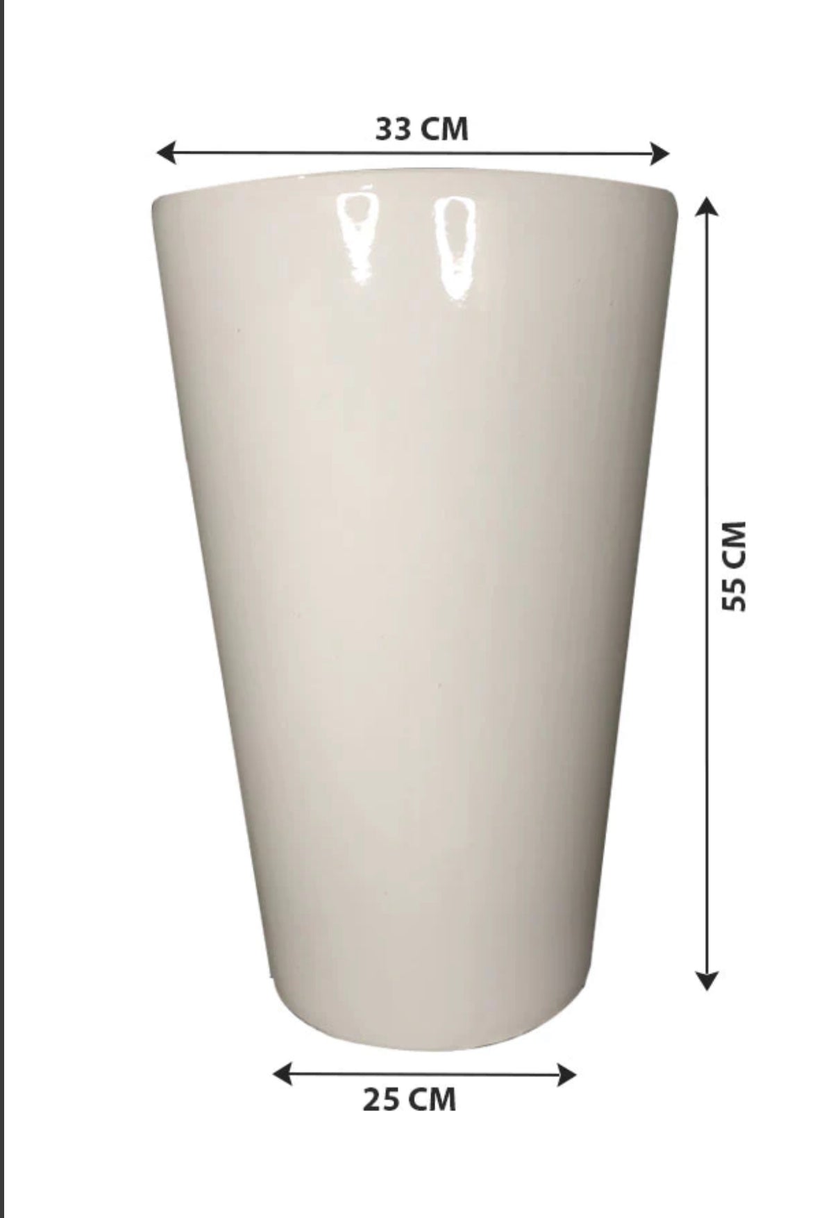 H55cm x D33 White Ceramic Pot - PlantmartUAE.com