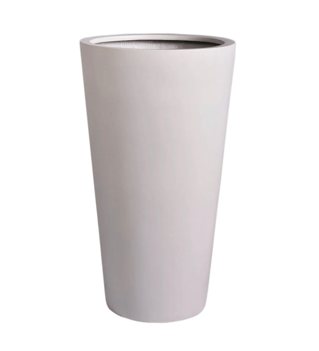 H60cm x D40cm White Ceramic Pot - PlantmartUAE.com