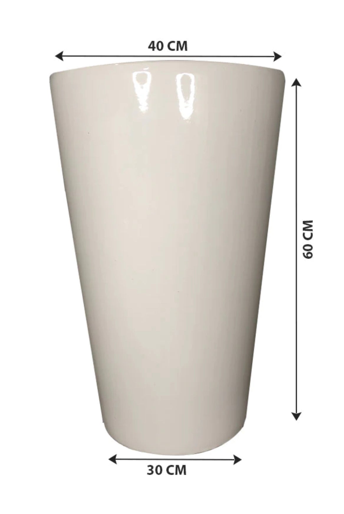 H60cm x D40cm White Ceramic Pot - PlantmartUAE.com