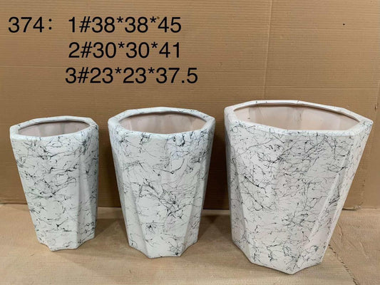 Marble Design pot (3 PCS) - PlantmartUAE.com