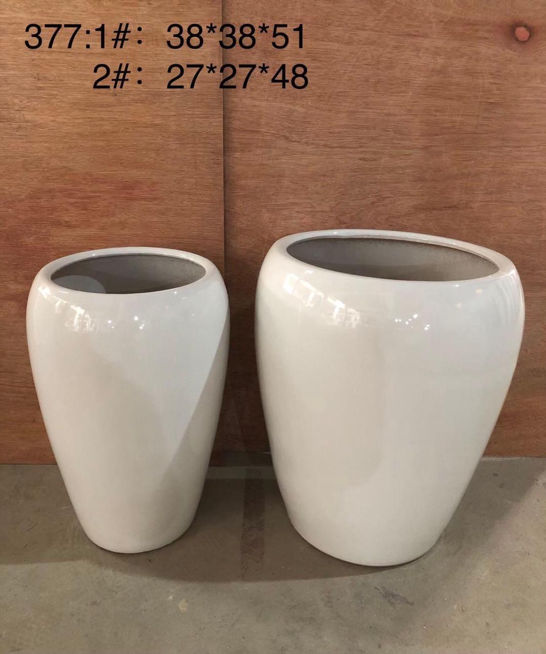 Glossy-White CERAMIC pot (2 Pcs) set - PlantmartUAE.com