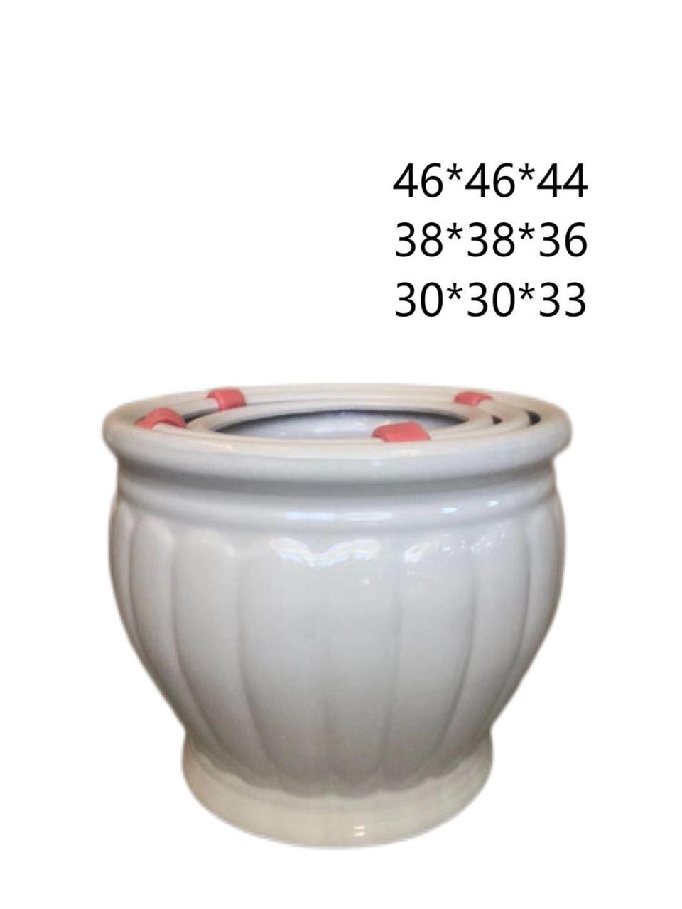 Glossy-White Ceramic pot (3 Pcs) set - PlantmartUAE.com