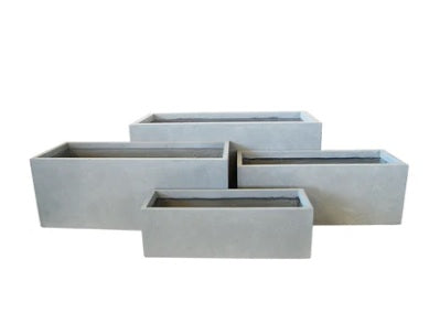 Rectangular FIBERCEMENT grey planter plain - PlantmartUAE.com