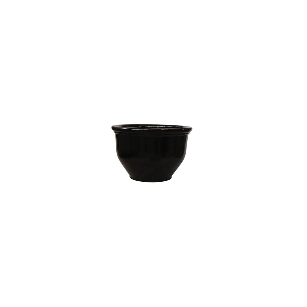 ROUND RIM CERAMIC POT BLACK GLAZED FINISH NTB-1002 - PlantmartUAE.com