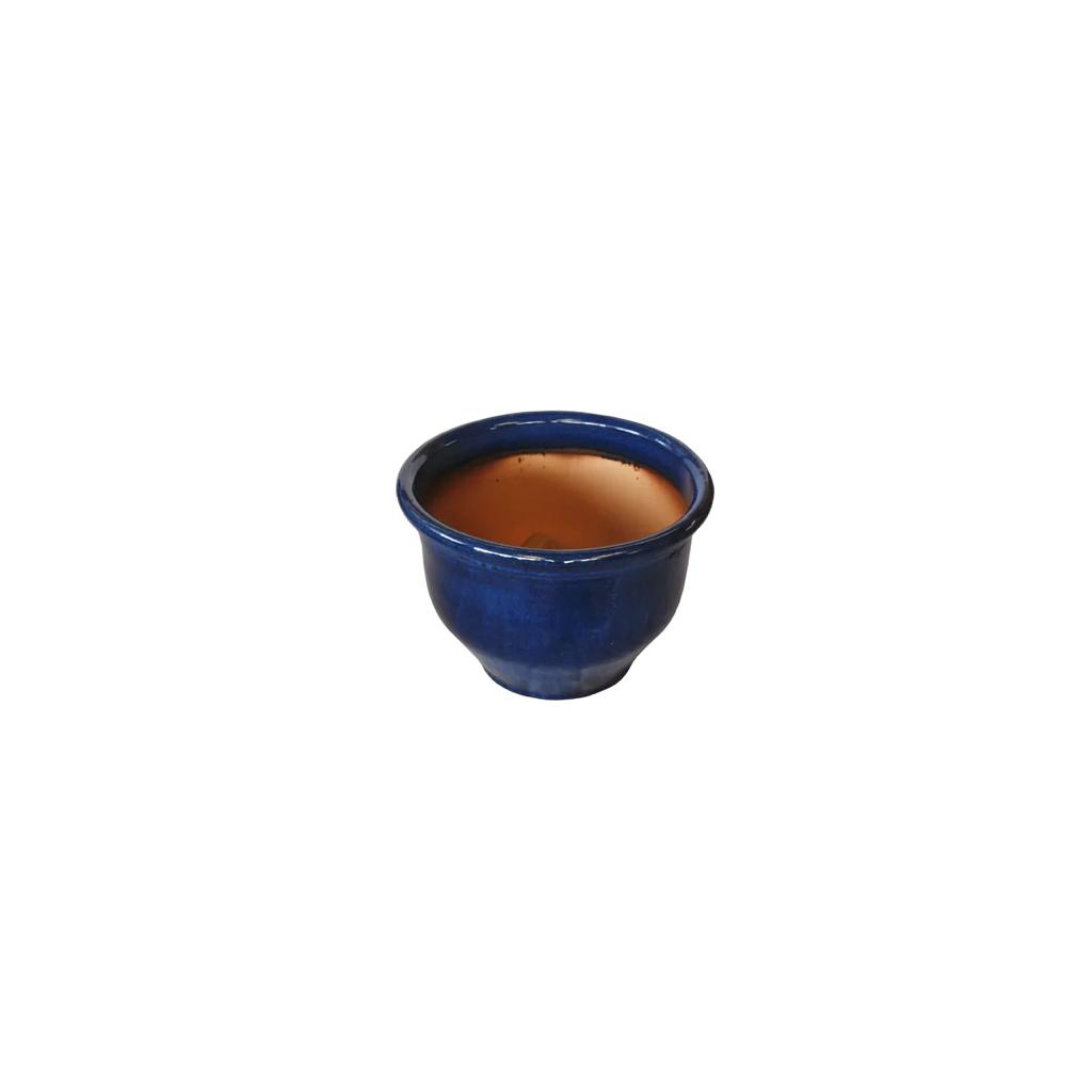 ROUND RIM CERAMIC POT BLUE GLAZED FINISH NTB-1002 - PlantmartUAE.com