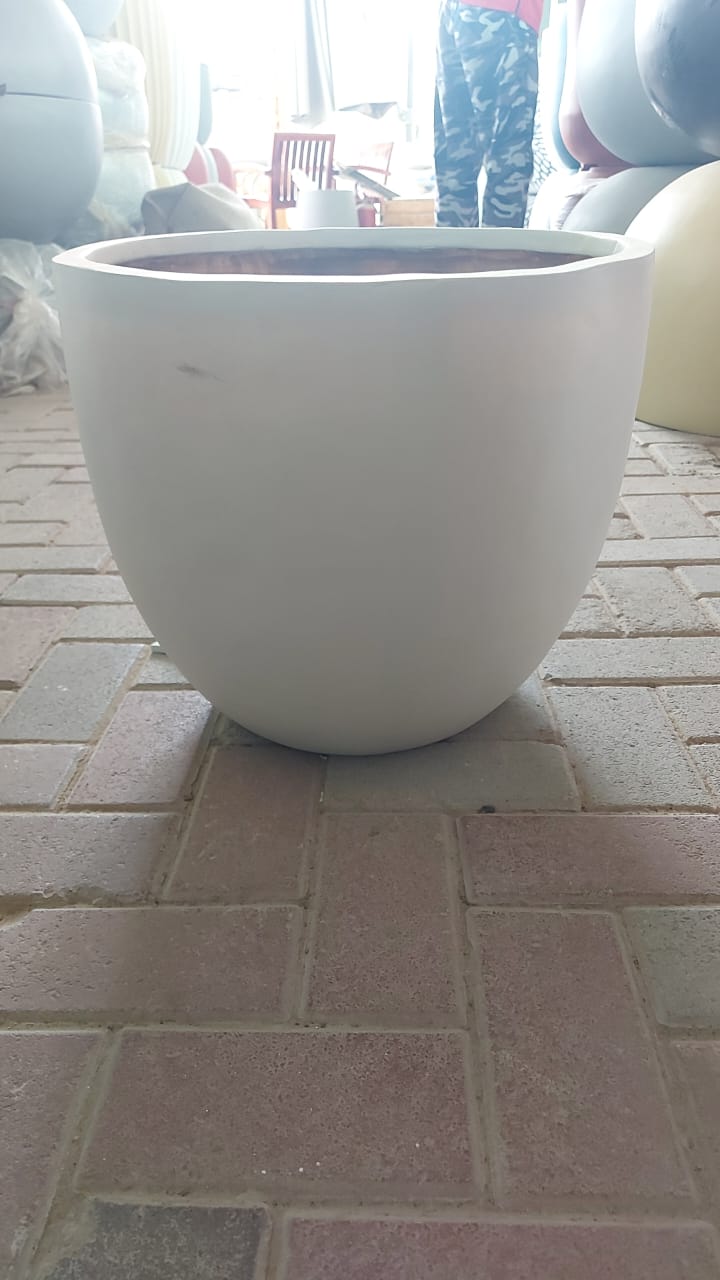 White FiberGlass Pot (40h x 42d) - PlantmartUAE.com